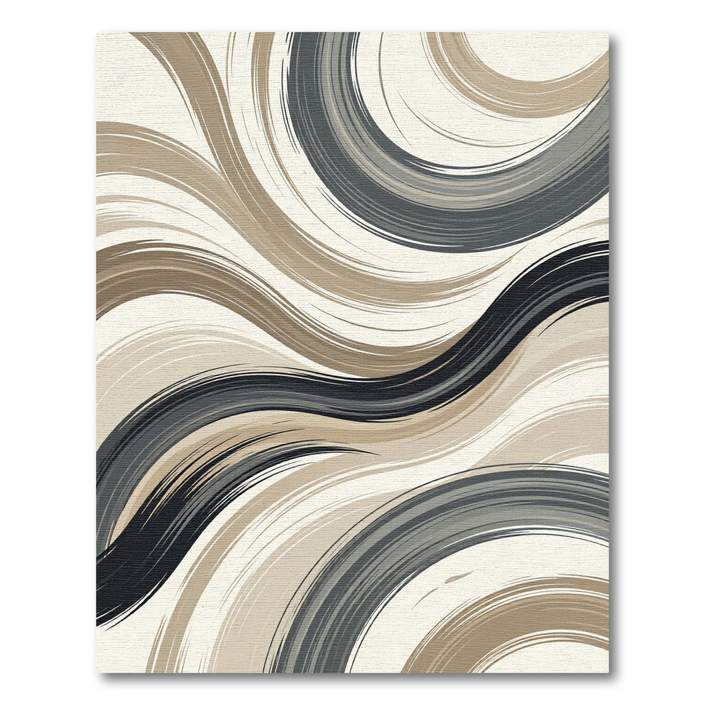 Modern Neutral Abstract Flowing Swirls Rug