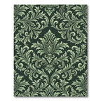 Ornate Sage Green Damask Scroll Rug