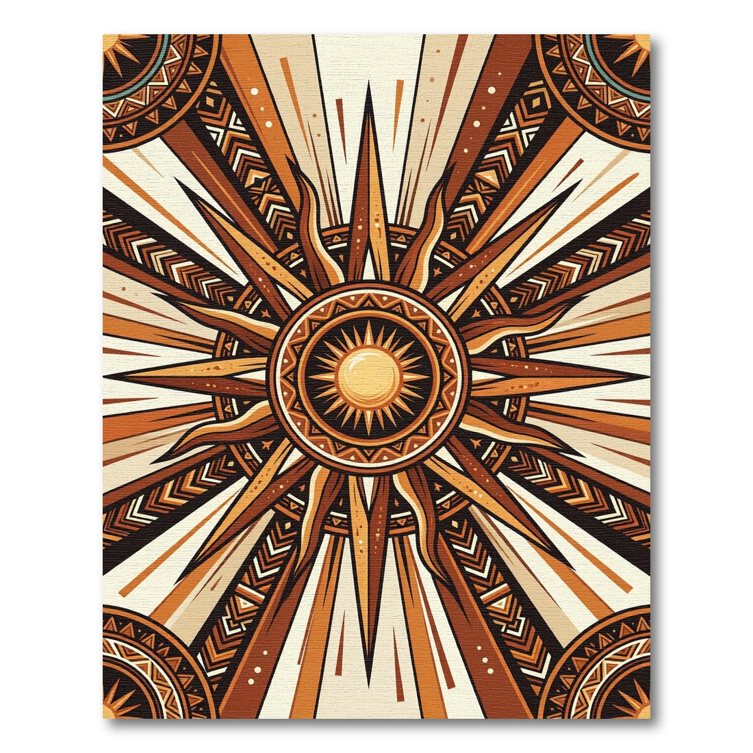 Radiant Gold Celestial Sunburst Earthy Decor Rug