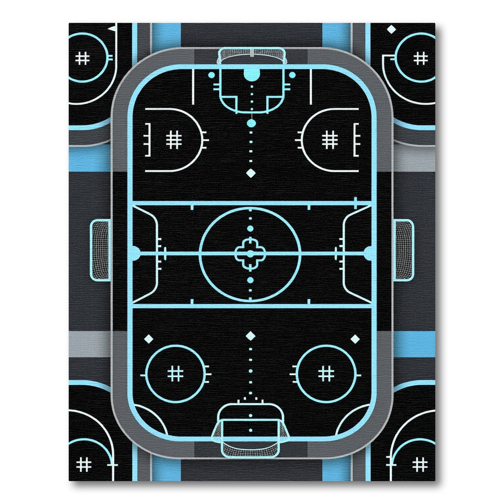 Neon Cyan Athletic Rink Grid Rug