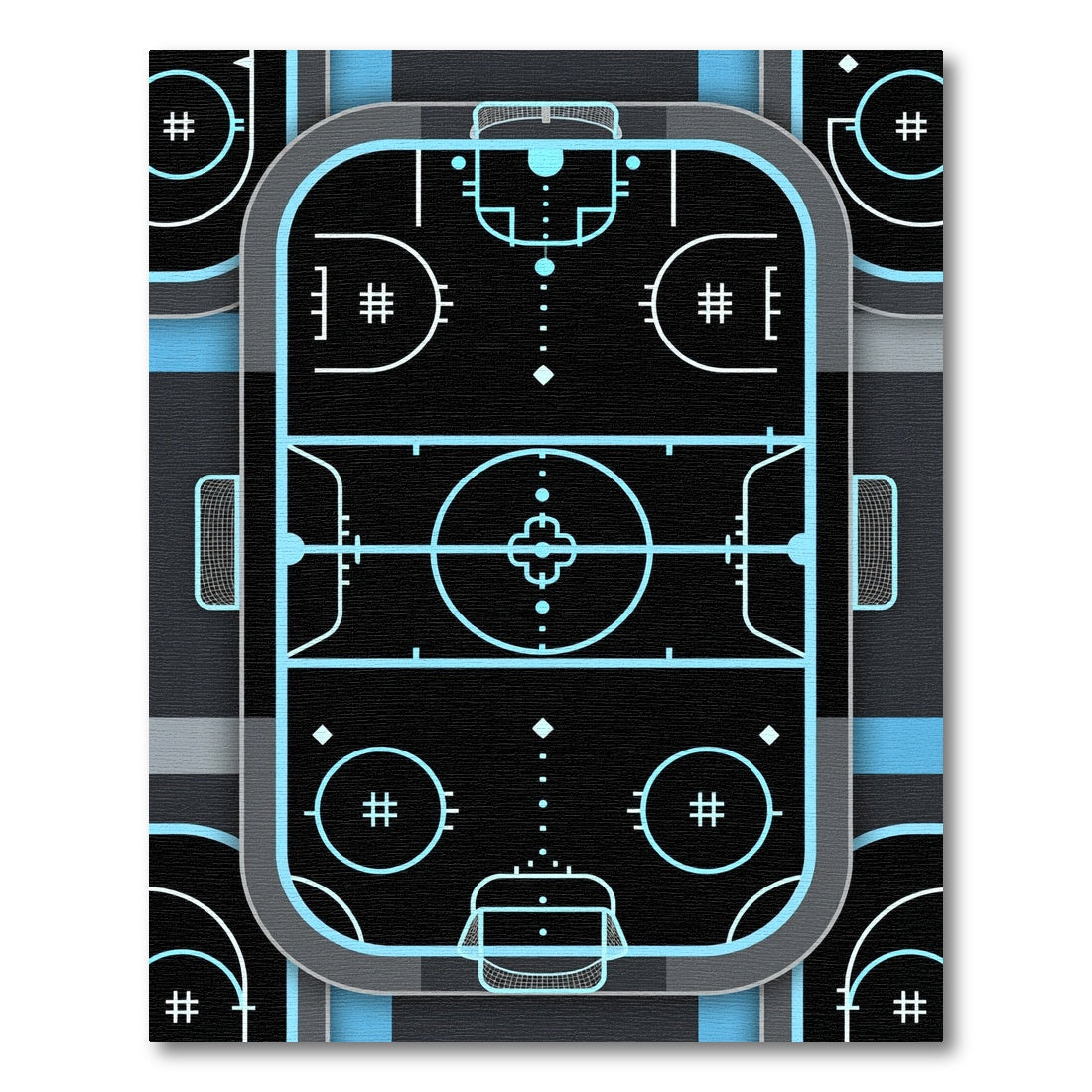 Neon Cyan Athletic Rink Grid Rug