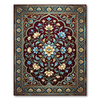 Ornate Burgundy Floral Medallion Rug