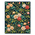 Romantic Coral Rose Trellis Harmony Rug