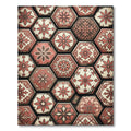 Vintage Red Floral Hexagon Medallion Rug