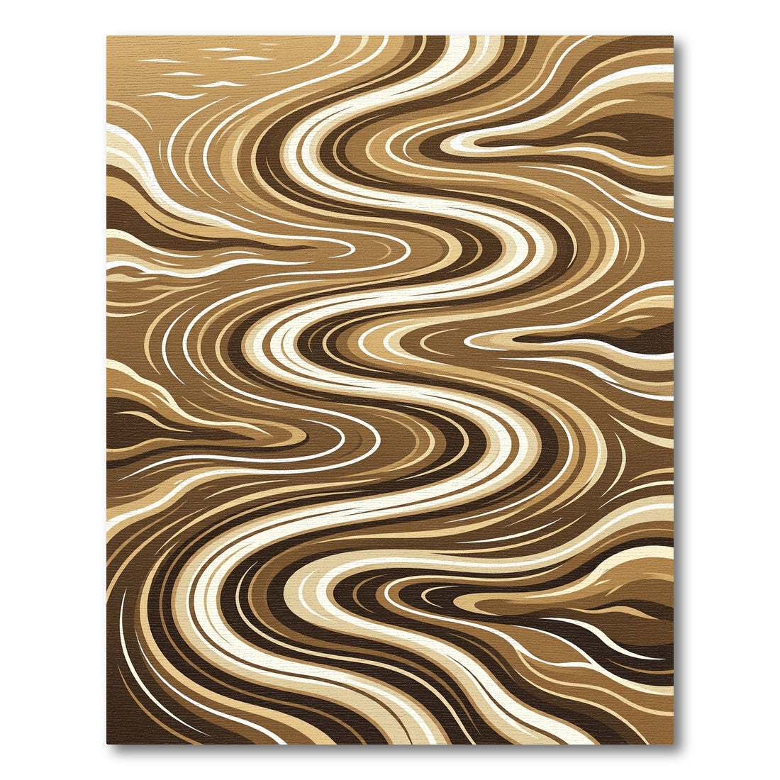 Earthy Brown Flowing Abstract Waves Rug