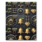 Golden Casino Symbol Black Matte Rug
