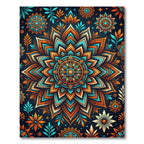 Vibrant Teal and Orange Floral Mandala Rug