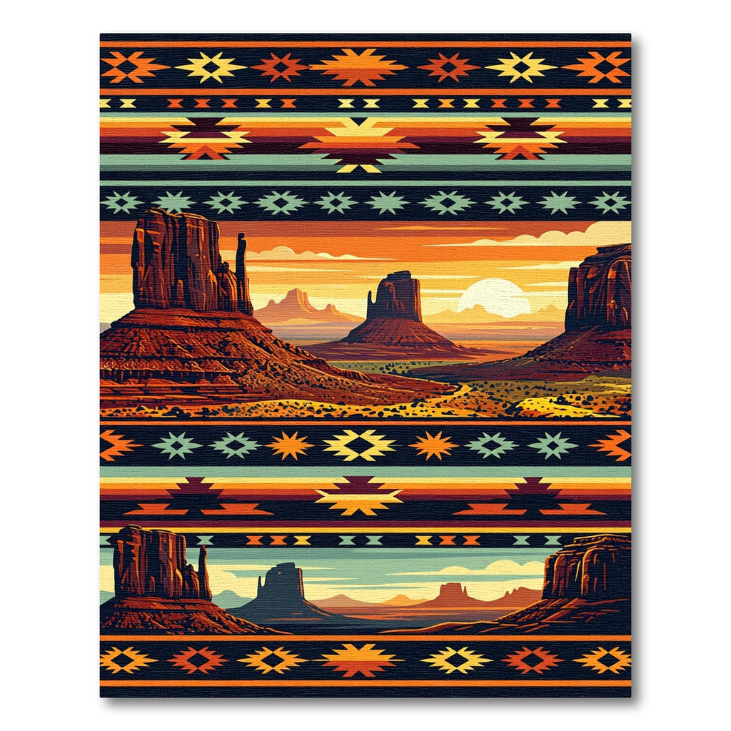 Sunset Desert Landscape Southwestern Geometric Rug