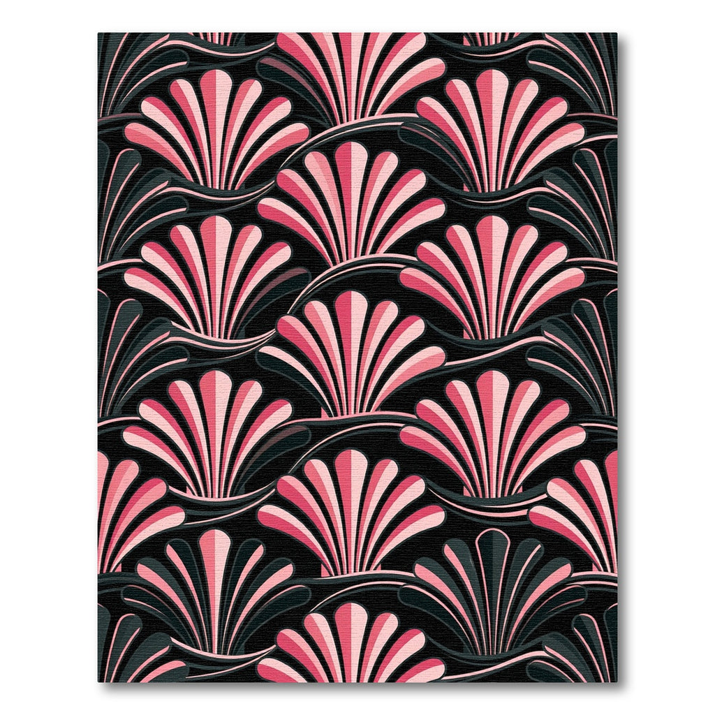 Art Deco Pink Shell Fan Wallpaper Rug