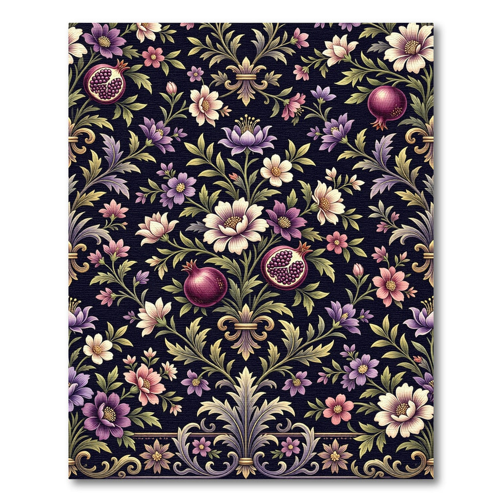 Rich Pomegranate Floral Tapestry Rug