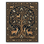 Golden Tree of Life Deer Birds Rug