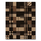 Earthy Brown Plaid Geometric Grid Rug