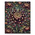 Dark Crimson Chrysanthemum Floral Botanical Art Rug