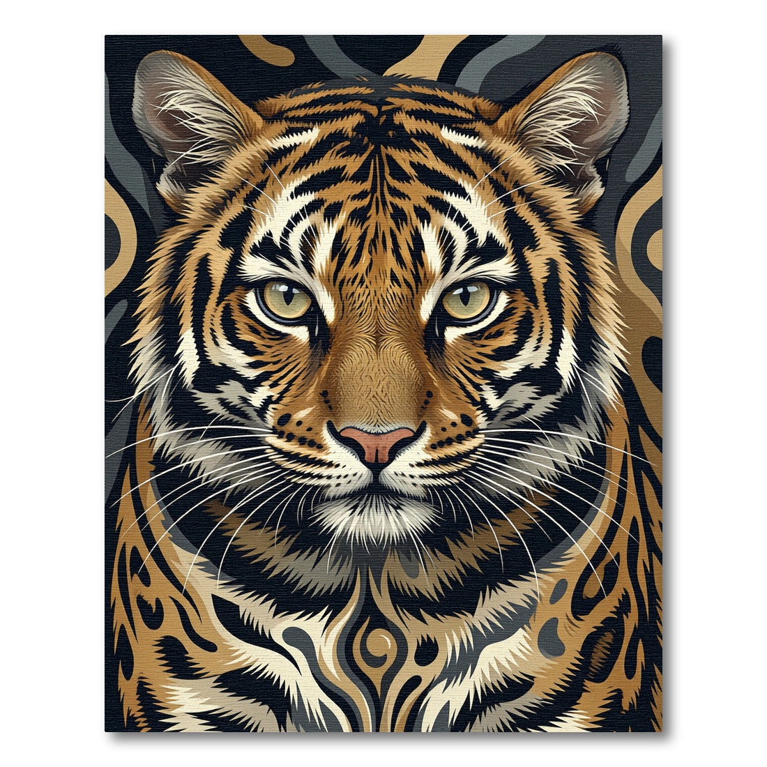 Majestic Tiger Portrait Golden Ochre Art Rug