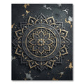 Elegant Black Gold Metallic Mandala Rug