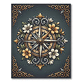Elegant Gold Compass Floral Medallion Rug