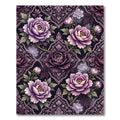 Elegant Plum Peony Damask Floral Rug