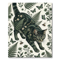 Whimsical Dark Forest Cat Fern Meadow Rug
