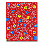 Red Alphabet Numbers Whirling Shapes Rug