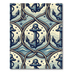 Nautical Anchor Rope Marine Navy Cream Rug