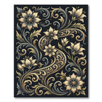 Elegant Gold Floral Swirl Botanical Rug