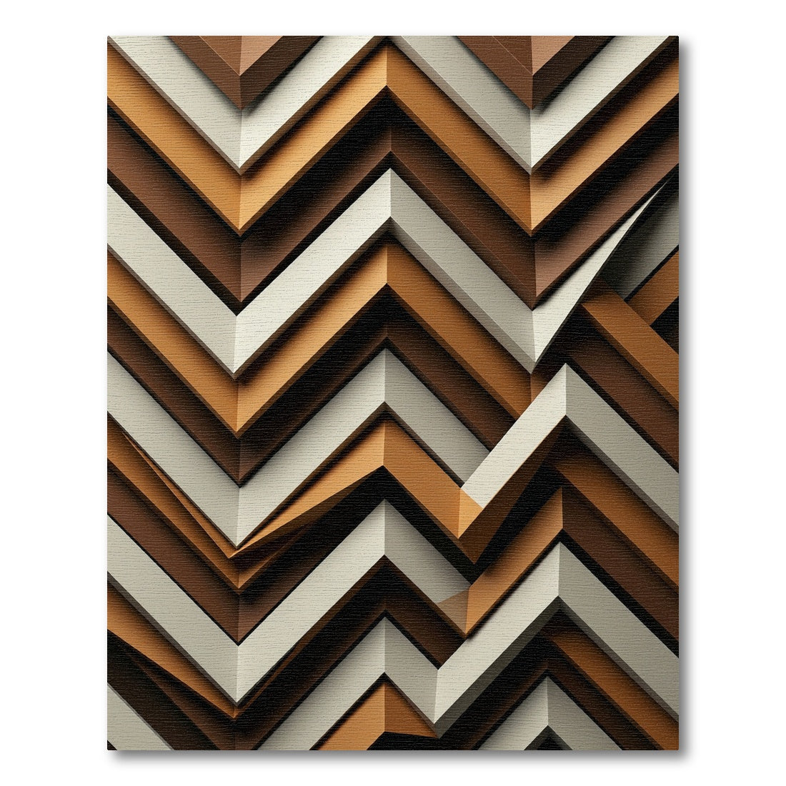 Abstract Earth Tone Chevron Layered Rug
