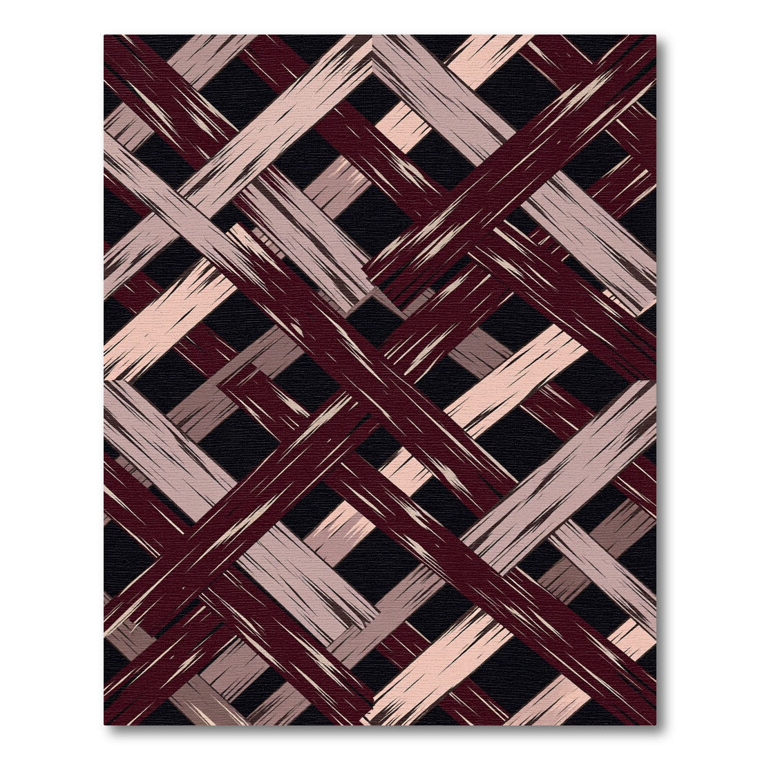 Geometric Intersecting Burgundy and Blush Plaid Rug