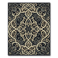 Elegant Black and Gold Filigree Scroll Rug