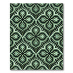 Sage Green Geometric Quatrefoil Lattice Rug