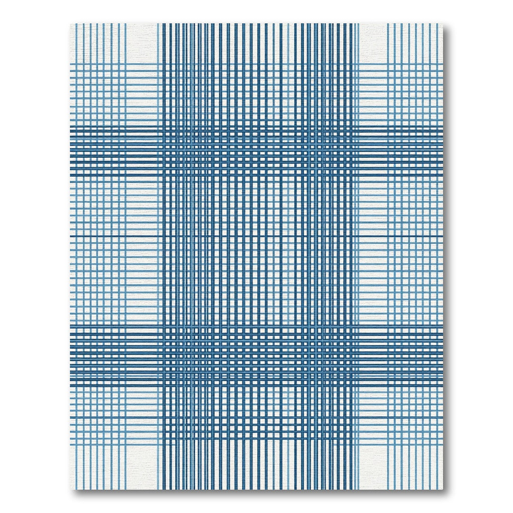 Navy Blue Linear Grid Checkered Rug