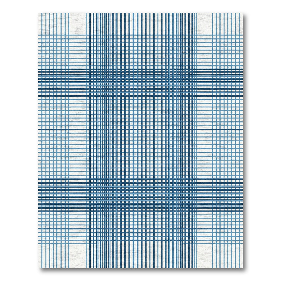 Navy Blue Linear Grid Checkered Rug