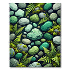 Jade Pebbles Fern Foliage Arrangement Rug