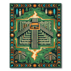 Green Pyramid Ancient Civilization Landscape Rug