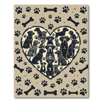 Heartfelt Black Labrador Paw Bone Rug