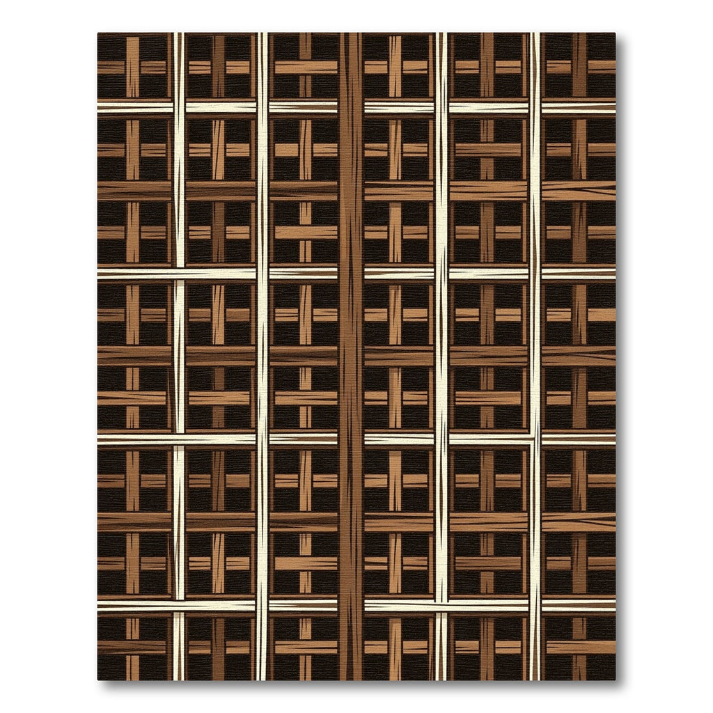 Rustic Wood Weave Grid Rug