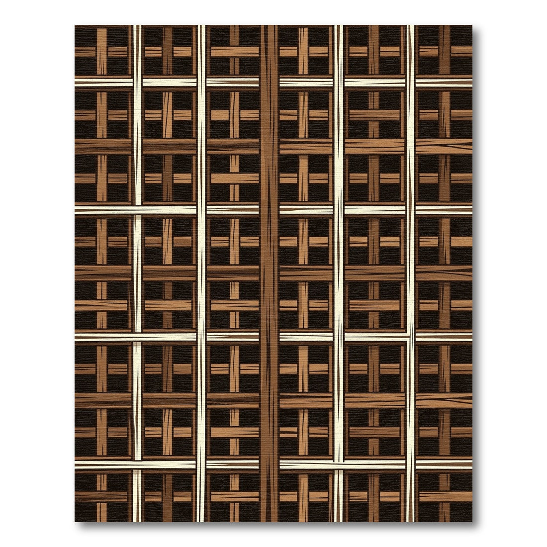 Rustic Wood Weave Grid Rug