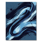 Swirling Azure Ink Abstract Wave Rug