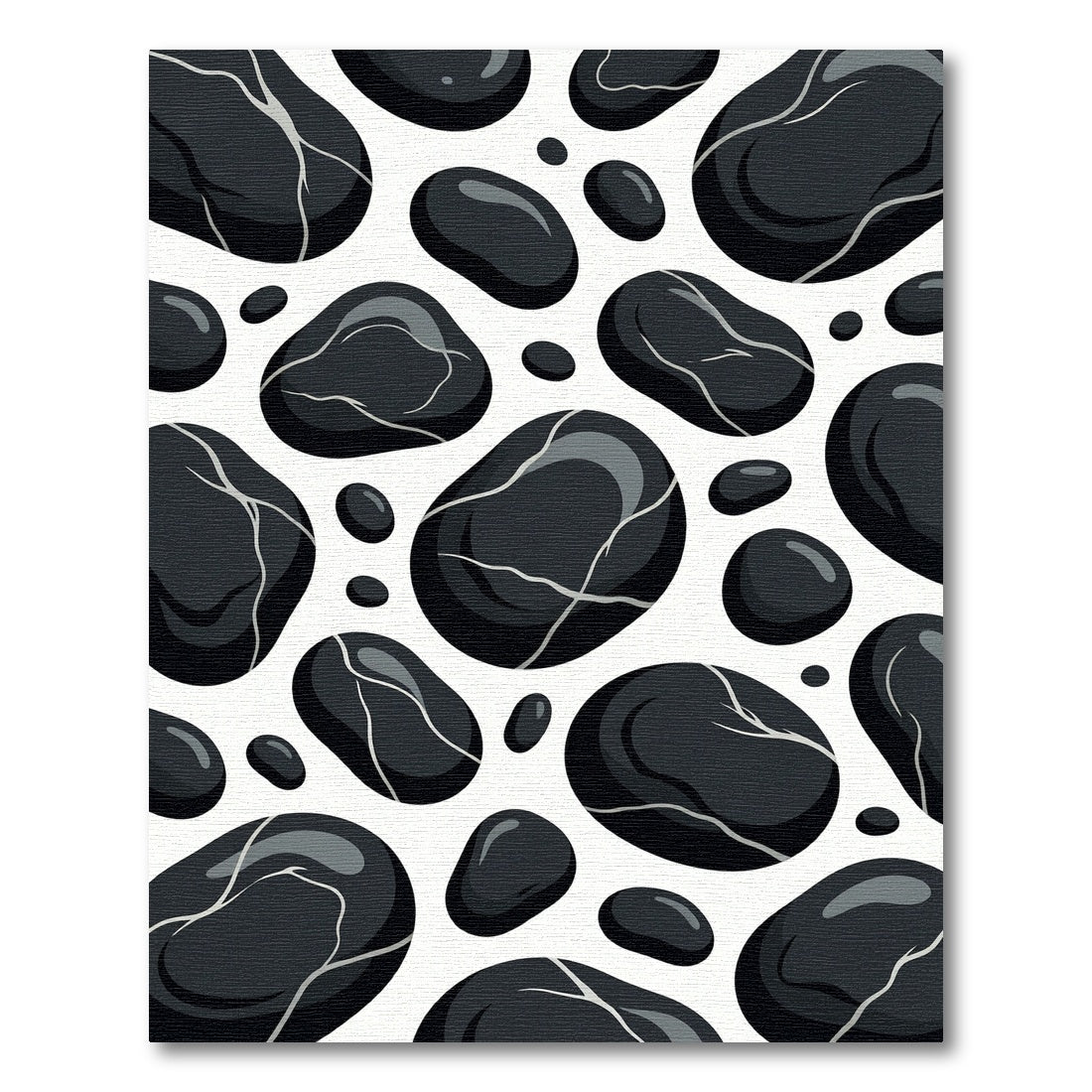 Black Pebble Mosaic Scattered Stones Rug