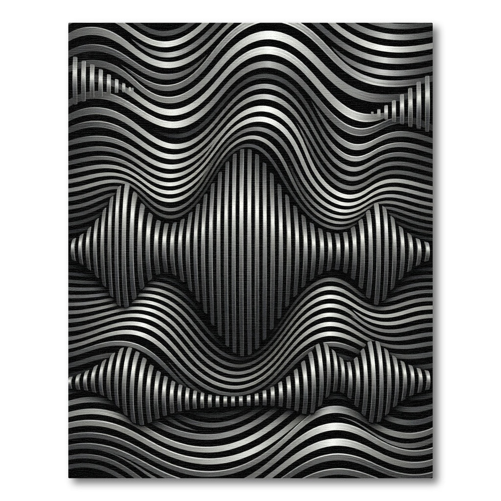 Abstract Silver Wave Line Rug