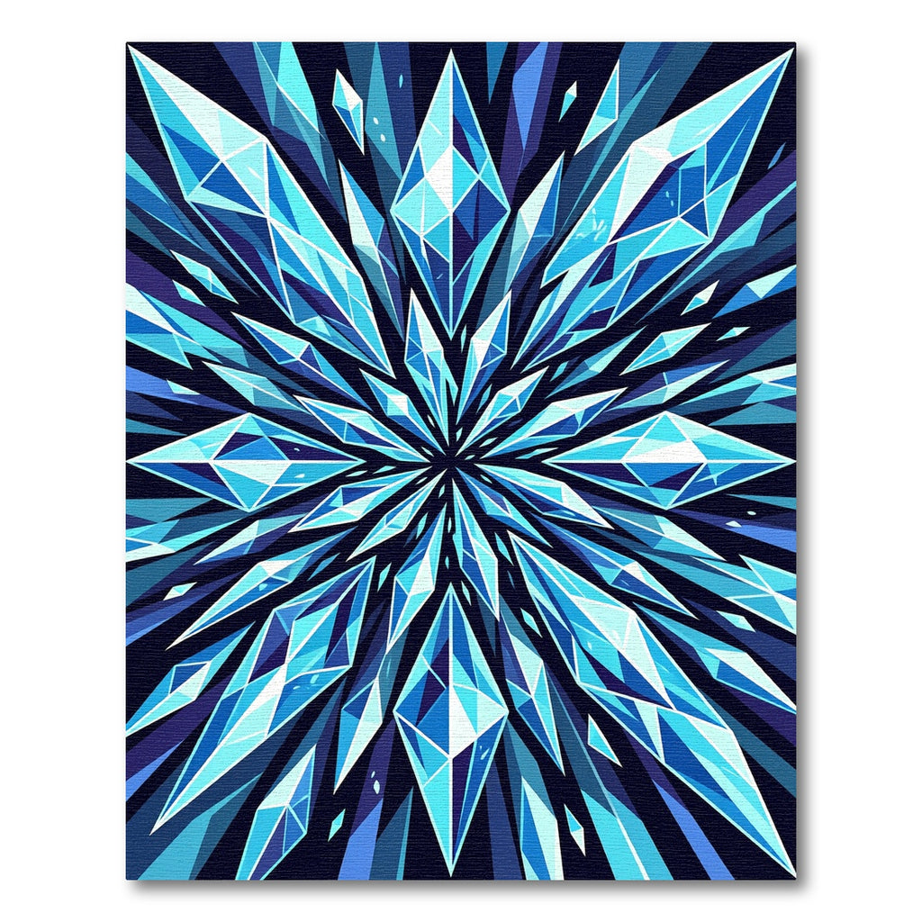 Radiant Blue Crystal Geometric Star Rug