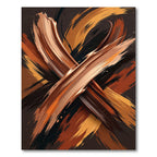 Earthy Bronze Abstract Cross Brushstroke Rug