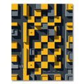Abstract Yellow Gray 3D Cube Squares Rug