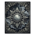 Gothic Silver Foliage Cracked Medallion Rug