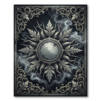 Gothic Silver Foliage Cracked Medallion Rug
