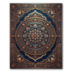 Ornate Navy Golden Floral Mandala Rug