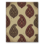 Earthy Burgundy Paisley Floral Scroll Rug