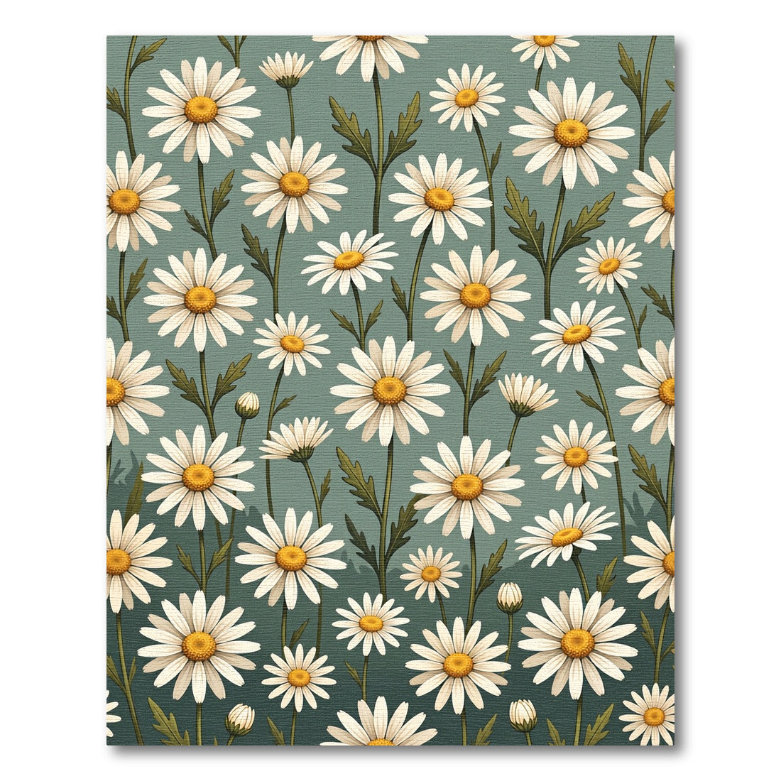 Sage Green Wildflower Daisy Meadow Rug