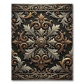 Baroque Bronze and Ivory Filigree Medallion Rug