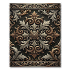 Baroque Bronze and Ivory Filigree Medallion Rug