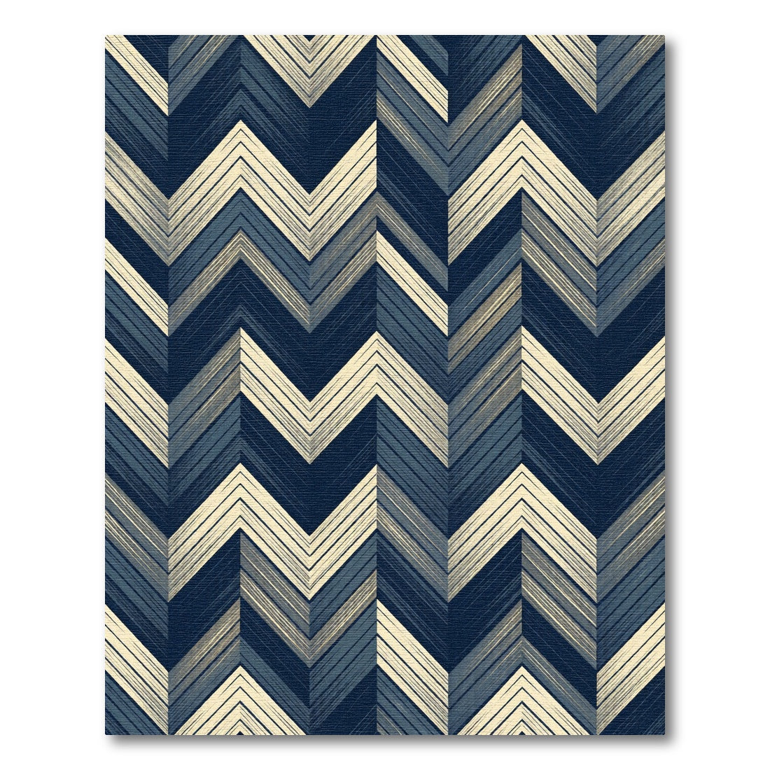 Navy Blue Chevron Herringbone Texture Rug